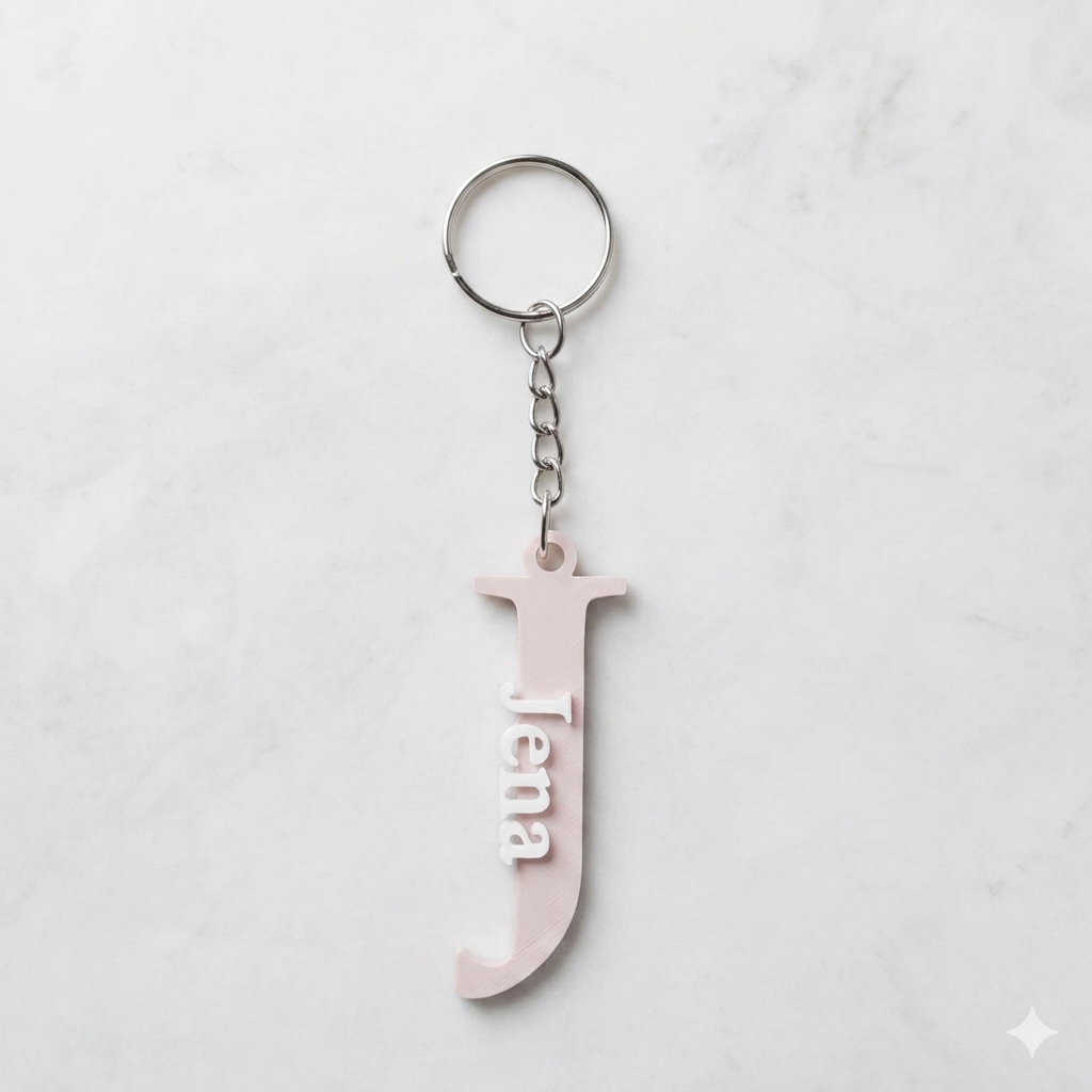 Customizable name and letter keychain