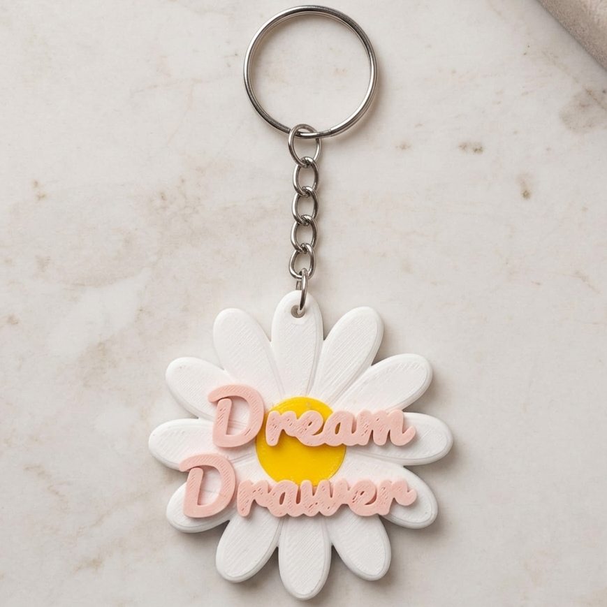 Daisy Flower Customizable Name Keychain