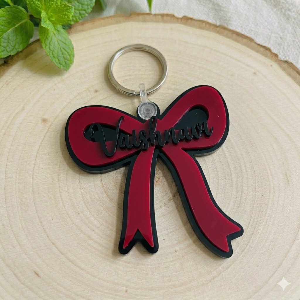 Ribbon with Customizable Name Keychain
