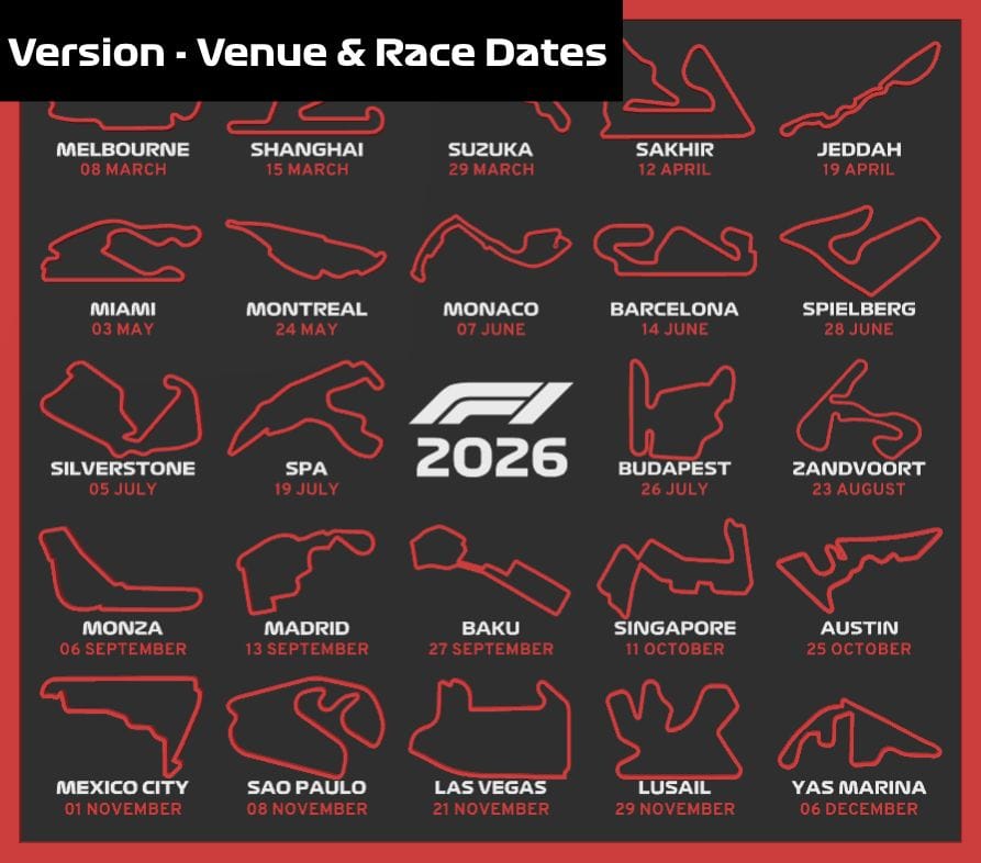 2026 Formula 1 Calendar F1