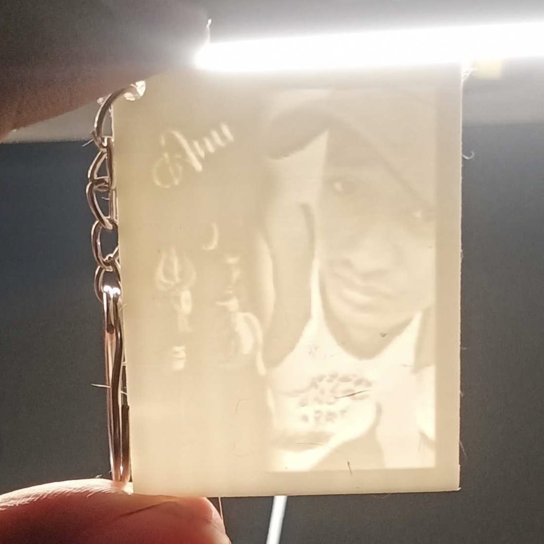 Customized Flat Lithophane Photo keychain